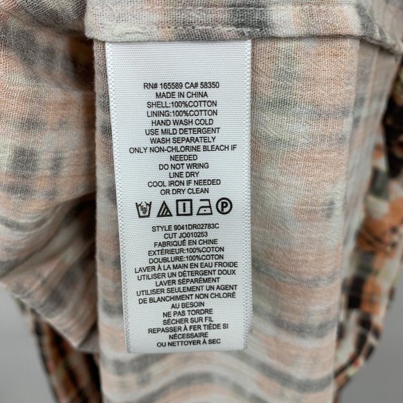 Joie Tobey Dress Multi Plaid Pink Midi Maxi V Neck Cotton 3/4 Sleeve - Picture 11 of 16